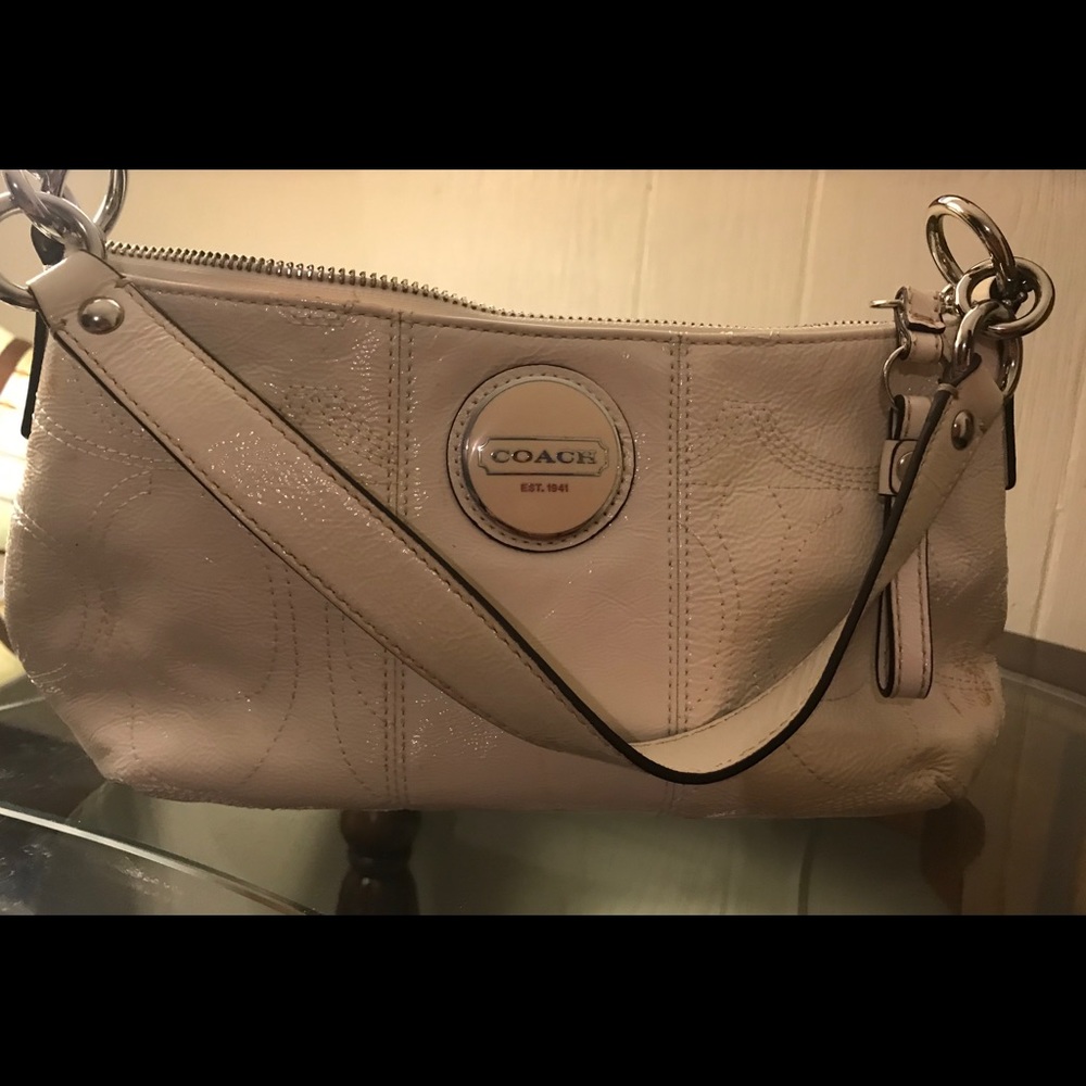 Coach Bag, White Patent Leather